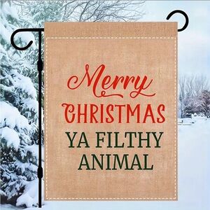 Merry Christmas Ya Filthy Animal Outdoor Flag, NWT